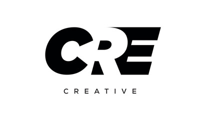 CRE letters negative space logo design. creative typography monogram vector