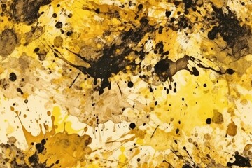modern art painting with yellow and black polka dots. Generative AI