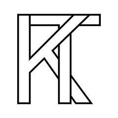 Logo sign kt tk, icon double letters logotype t k