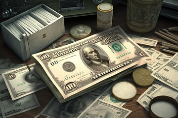 Fototapeta premium money, money on a table, a lot of money