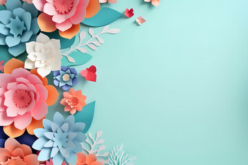 Spring floral paper style Background. Generative AI