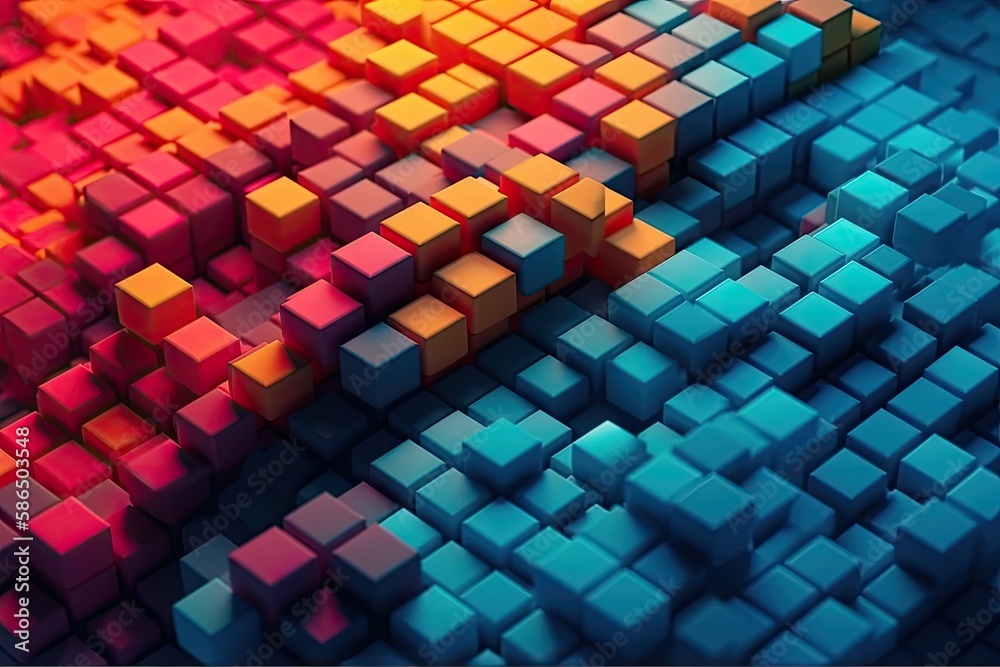 Poster vibrant and multicolored cube pattern as a background. generative ai