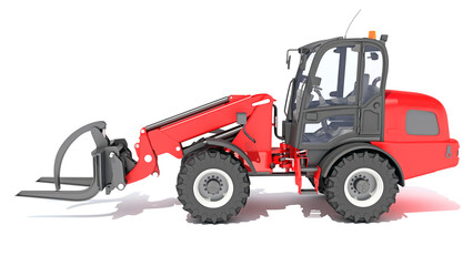 Telescopic Wheel Loader 3D rendering on white background