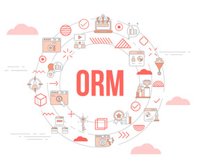 Fototapeta premium orm online reputation management concept with icon set template banner and circle round shape
