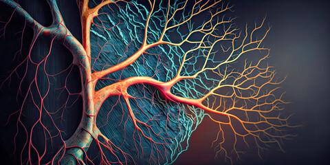 Illustration of human veins, medical concept - Generative AI