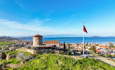 Old windmill on Cunda island of Turkey