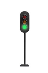 Studio shot of a traffic light with the green light on