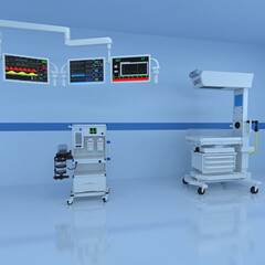 Hospital Medical Hybrid Operating Room 3D rendering on white background