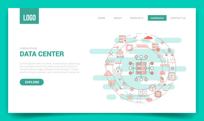 data center concept with circle icon for website template or landing page homepage