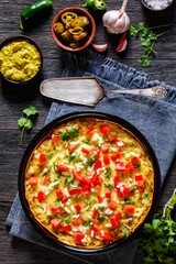 Green Chile Enchilada Casserole in baking dish