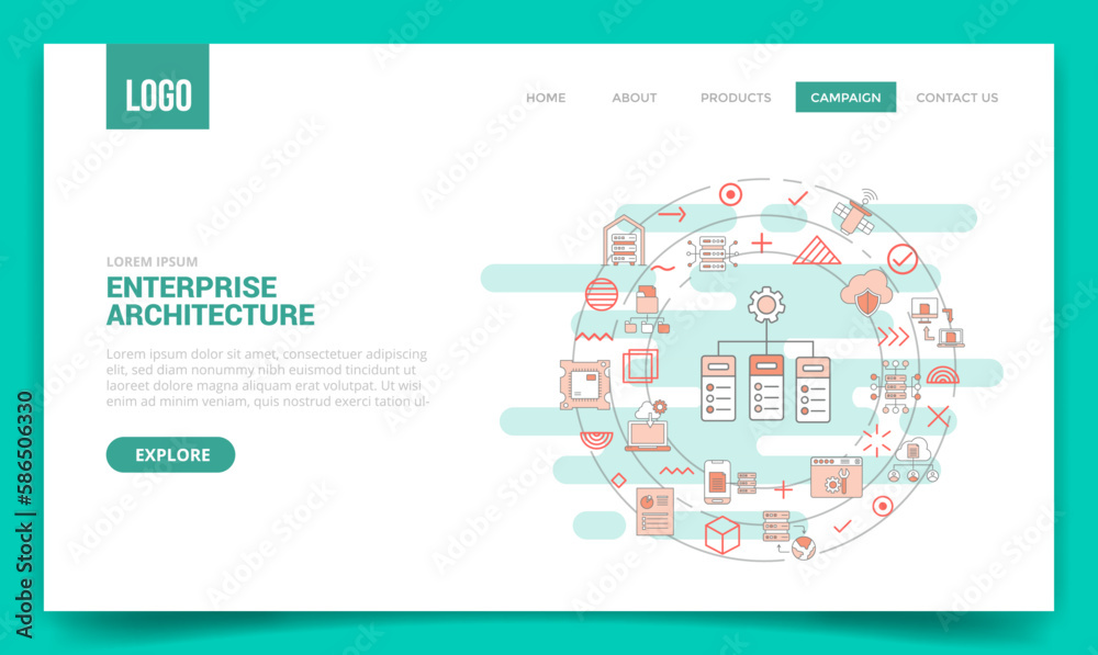 Wall mural enterprise architecture concept with circle icon for website template or landing page homepage