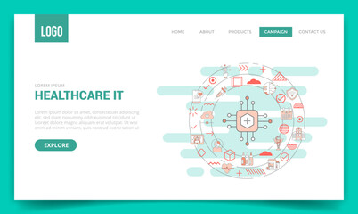 healthcare it technology information concept with circle icon for website template or landing page homepage - obrazy, fototapety, plakaty