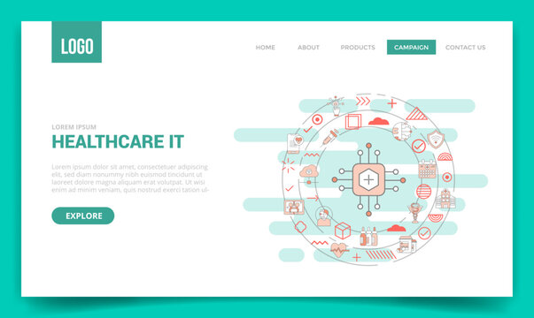 Healthcare It Technology Information Concept With Circle Icon For Website Template Or Landing Page Homepage