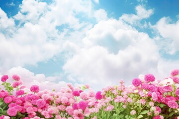 Obraz na płótnie Canvas sky background with clouds and flowers
