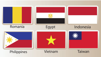 set of flags of the world