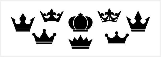 Doodle crown icon isolated. Stencil clipart. Vector stock illustration. EPS 10