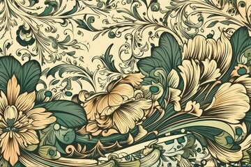 floral and leafy wall art. Generative AI