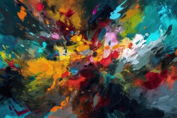 Obraz na płótnie Canvas an abstract painting featuring vibrant colors and bold brushstrokes. Generative AI