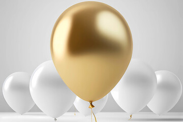 White and golden balloon background. Generative ai.