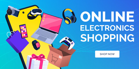 Electronics sale banner with devices