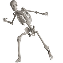 skeleton posing 3d render illustration with transparent background