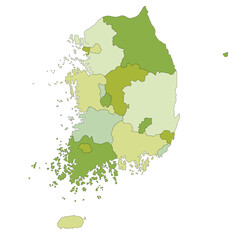 Highly detailed editable political map with separated layers. South Korea.