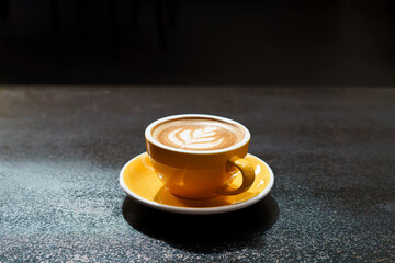 cup of coffee latte in coffee shop