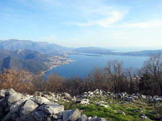 Fototapeta na wymiar Lookout spot down to Kotor Bay in Montenegro, Europe