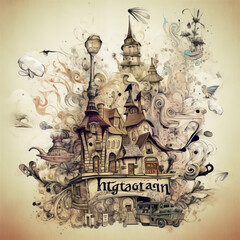 Fototapeta premium Imagination graphic design Generative AI 