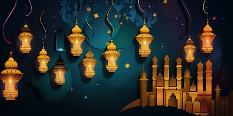 Arab islam, festival banner illustration