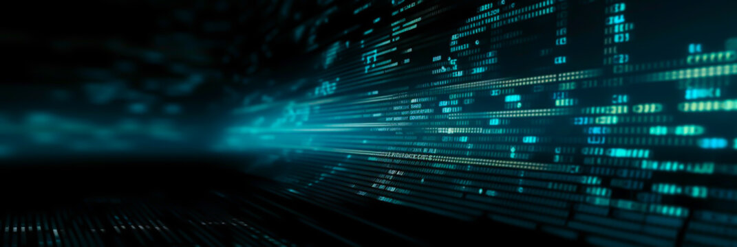 programming concept bakcground, horizontal layout banner with copy space, generative ai