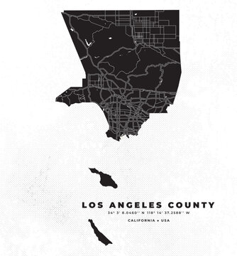Los Angeles County Map, California Vector Poster and Flyer
