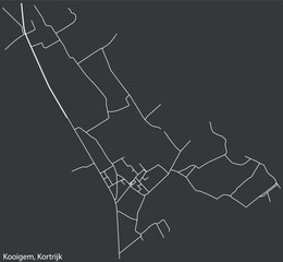 Detailed hand-drawn navigational urban street roads map of the KOOIGEM MUNICIPALITY of the Belgian city of KORTRIJK, Belgium with vivid road lines and name tag on solid background