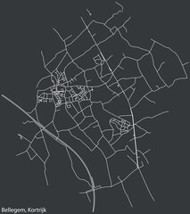 Detailed hand-drawn navigational urban street roads map of the BELLEGEM MUNICIPALITY of the Belgian city of KORTRIJK, Belgium with vivid road lines and name tag on solid background