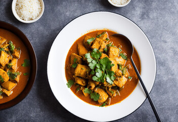 Thai cuisine: Dragon fish curry with bamboo shoots.