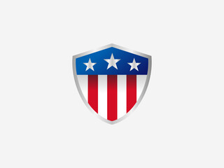 Fototapeta premium simple american shield logo with gradient style in isolated white background