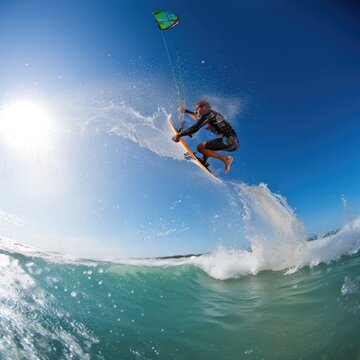 kite surfing in the sea