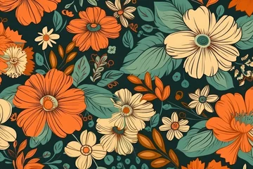 Poster Im Rahmen illustration of vintage floral seamless pattern. Generative AI © Gelpi