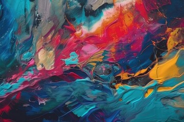 vibrant and colorful abstract painting, full of movement and texture. Generative AI