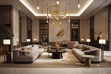 Fototapeta premium luxury hotel reception lobby. Generative AI.