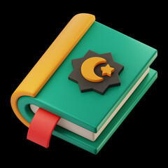 Premium Ramadan Quran icon 3d rendering on isolated background