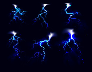 Fototapeta premium Flash Of Lightning Realistic Set