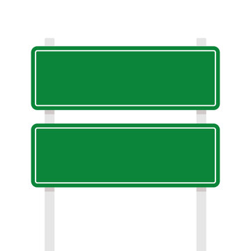 Blank freeway sign isolated on white background. free space for text. Road traffic sign. Blank board with place for text.Mockup.
