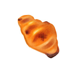 Croissants, yellowish brown charred edges Freshly baked, soft and fluffy, with the aroma of mixed bread on a transparent background