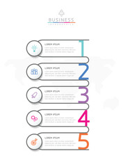 Vector infographic business presentation template with circular interconnection with 5 options.

