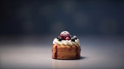 cute tiny cakes shot in studio with blurry and bokeh background. generative AI