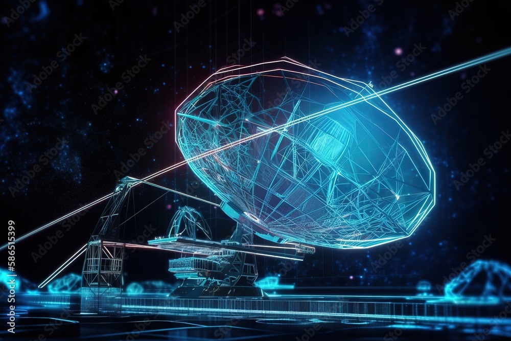 Poster abstraction of satellite communications, a satellite in space.futuristic, modern illustration. innov
