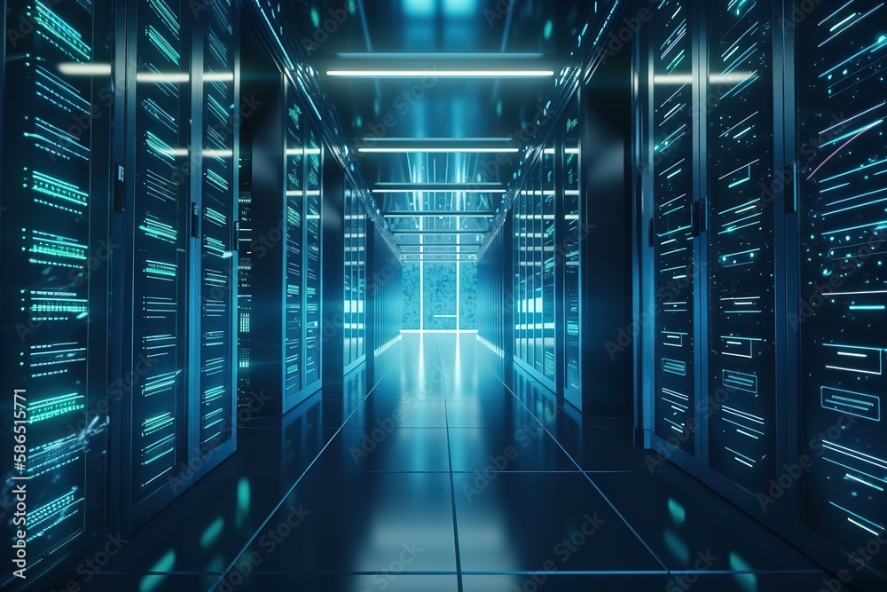 Aufkleber servers in digital data centers.futuristic, modern illustration. innovative technologies. generative