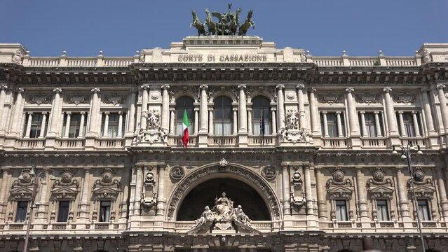 Justice Palace Supreme Court Cassation Rome Italy Umberto Bridge View Tourism 4K