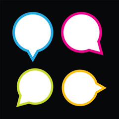 Set of speech bubbles. Vector illustration. Isolated on black background.